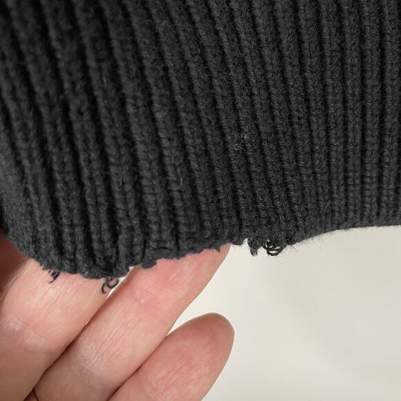 Scotch & Soda Sweater Mens Medium Charcoal Quilted Shoulder Ribbed Heavy Preppy - Picture 10 of 12